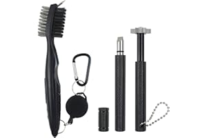 VIPMOON Golf Club Groove Sharpener Tool, Golf Brush and Groove Cleaner with Retractable Zip-line Aluminum Carabiner, Groove Sharpener Golf for Wedge & Irons, U & V-Grooves, Golf Accessories for Men