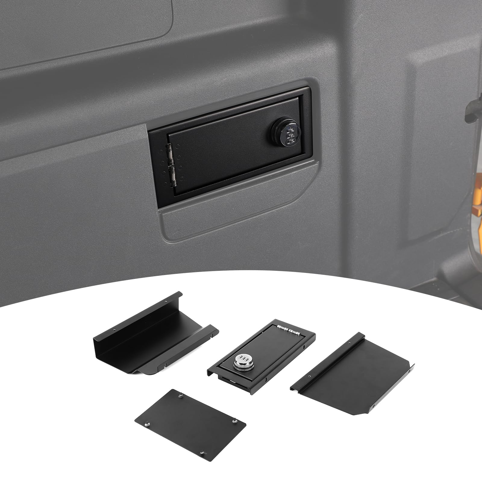 Photo 1 of PDKLIN for Bronco Trunk Storage Safe Box with Lock for Ford Bronco 2021-Present Black Cargo Cubby Hole Accessories