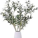 Heleze 39 Inch Artificial Olive Branch Greenery Stems Fake Plants with 222 Leaves for Vase Faux Olive Branches Home Decor Indoor 2PCS