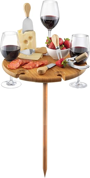 Tabla de Picnic Plegable de bambú con Cubiertos de Queso para Mesa ...
