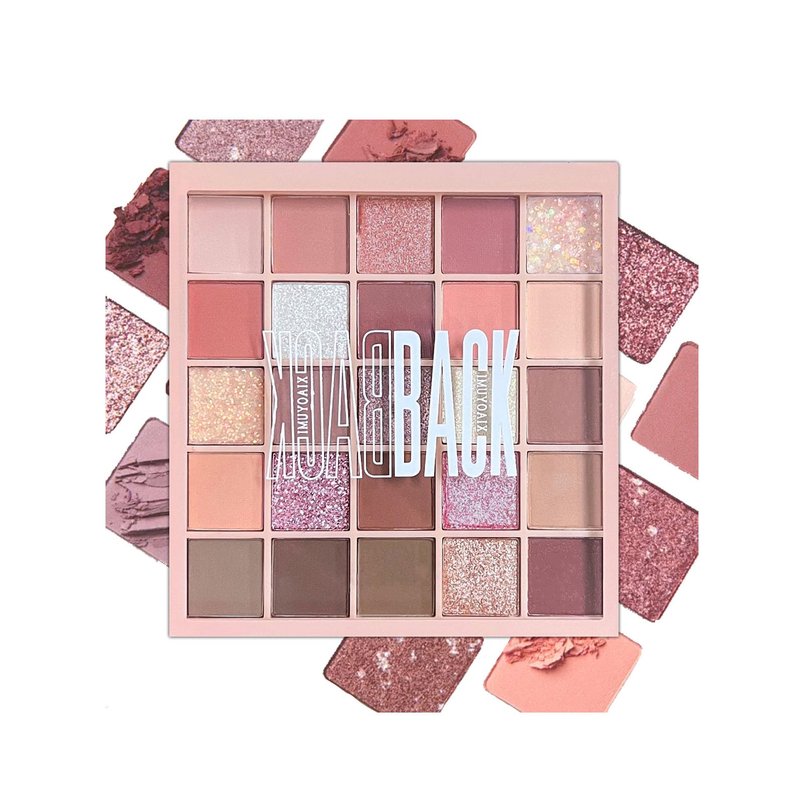 Pink Eyeshadow Palette, Nude Make-Up Palettes Shimmer Glitter Eye Shadow Pallets for Women, Matte Make up Shades Palette Set, 25 Colour Natural Long Lasting Highly Pigmented Brown Eyeshadow