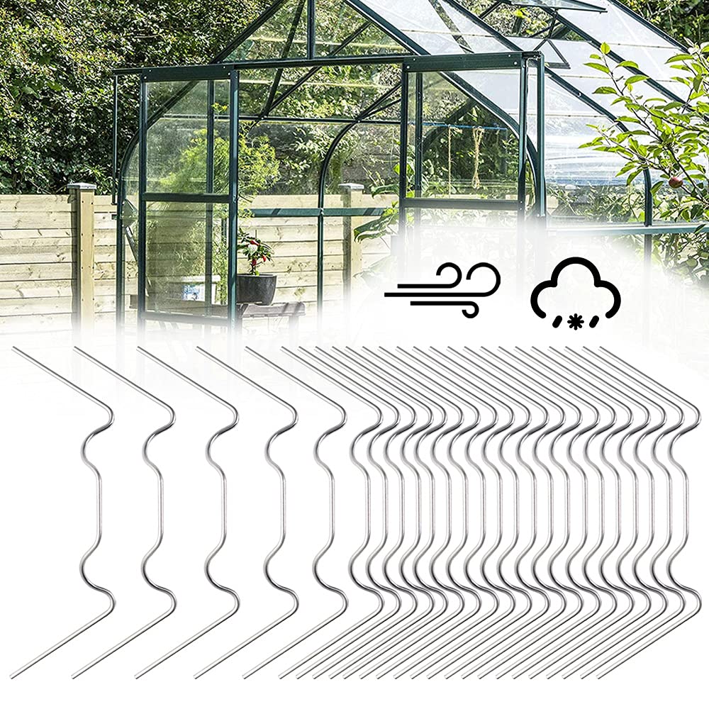 50 Pcs Stainless Steel Greenhouse Glass Clips - Glazing Spring Metal W Wire Type Fixing Clamps for Glass Pane - Halls Accessories 1.6mm Thick