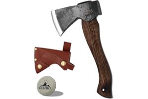 THKFWD Camping Axe and Hatchet -11" Forged Carving Axe with Leather Sheath, Bushcraft Hatchet Small Axe Survival Hatchet for Woodworking