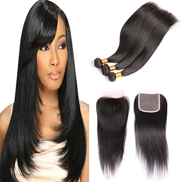 Dai Weier Brazilian Hair Bundles With Closure Straight Weave