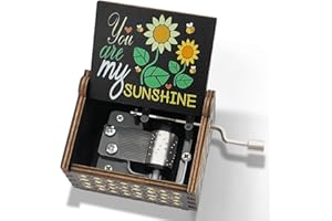 AKREHYULL You are My Sunshine Music Box Cute Hand Crank Vintage Wood Engraved Music Boxes, Musical Gifts for Wife Mother Boyfriend Girlfriend Friend Birthday Christmas Anniversary Valentine's Day Mothers Day