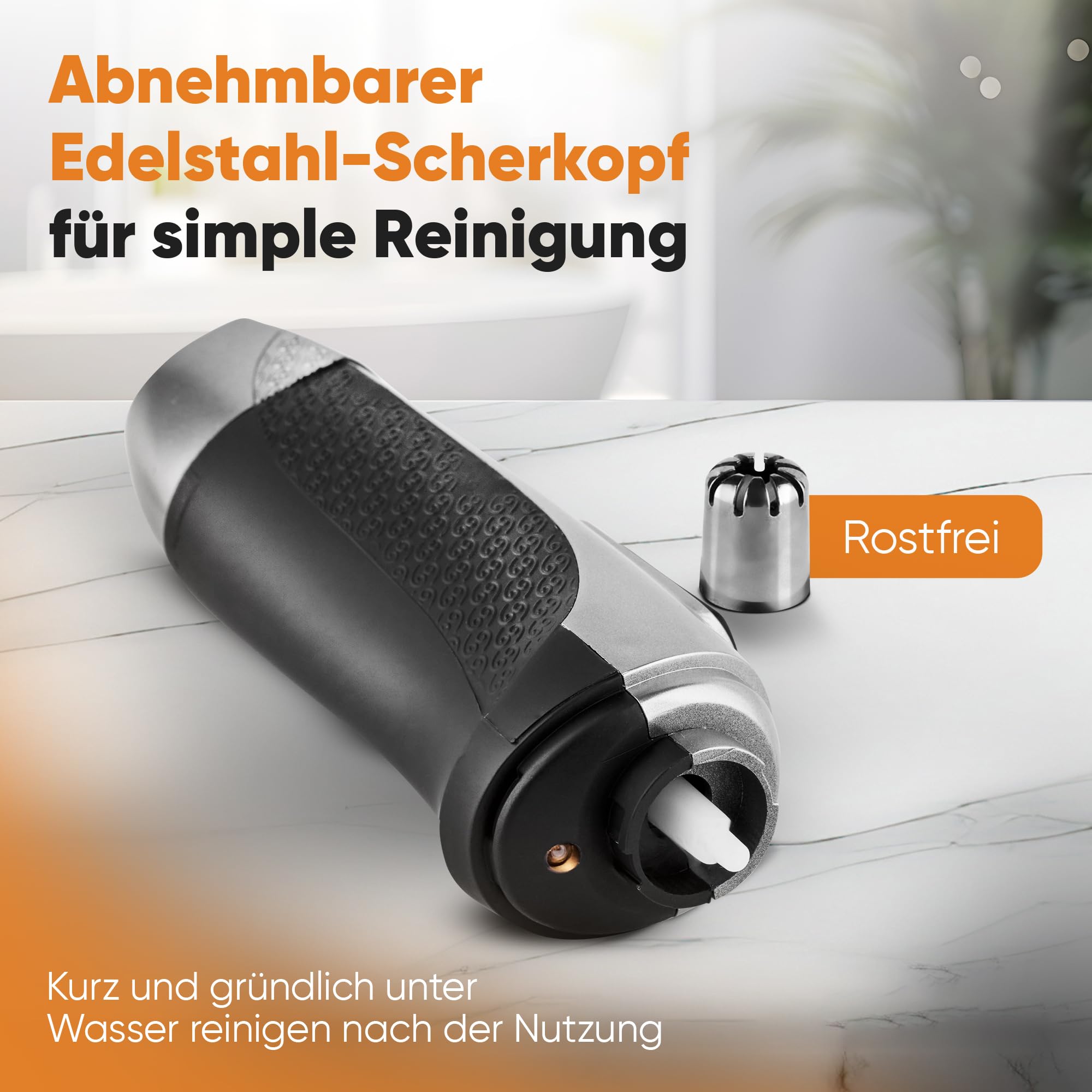 Clatronic® Nasenhaartrimmer Herren | auch für Ohrhaare | mit Licht | Soft-Touch-Gehäuse | Edelstahl-Scherkopf (abnehmbar) | Nasenhaarentferner | Nasenhaare entfernen | Nasentrimmer | NE 3595 6