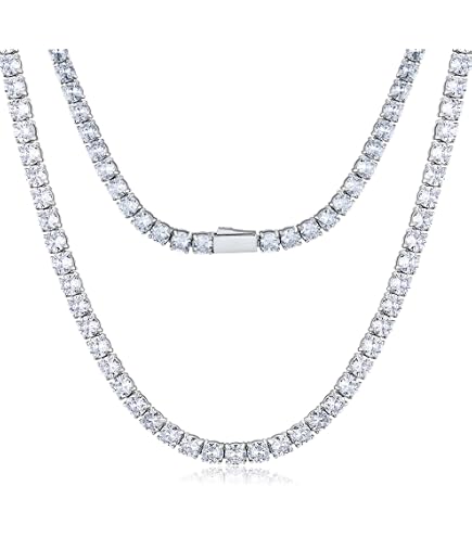 TIKJE Tennis Necklace 925 Sterling Silver| 3mm Round Cubic