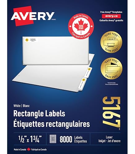 Avery 5162 – Lot De 1400 étiquettes Adresse Postale – 3,8 X 10,2 Cm – Adhésif Permanent – Pour Imprimantes Laser