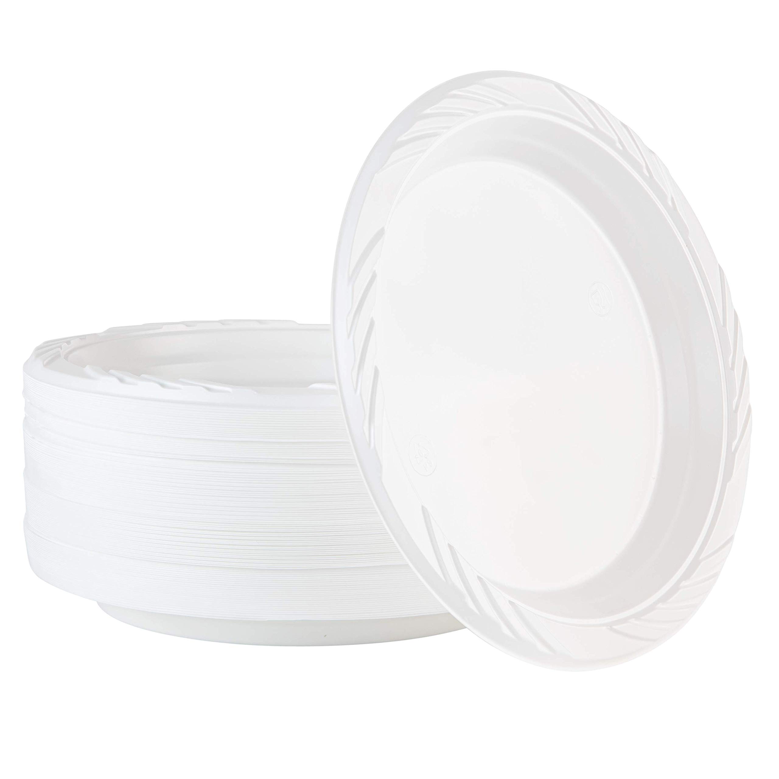 Photo 1 of 100 Count Disposable 7 Inch White Plastic Plates