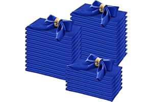 Horbaunal 100 Pack Satin Napkins 17" x 17" Square Dinner Napkins with Floral Edges, Soft Cloth Napkins for Parties, Weddings, Events, Royal Blue
