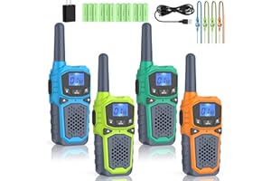 4 Walkie Talkies for Adults Long Range-WokTok Rechargeable Portable 2 Way Radios,Hiking Accessories Camping Gear Toys for Kids,with SOS Siren,NOAA Weather Alert,VOX,Easy to Use Camping Hiking