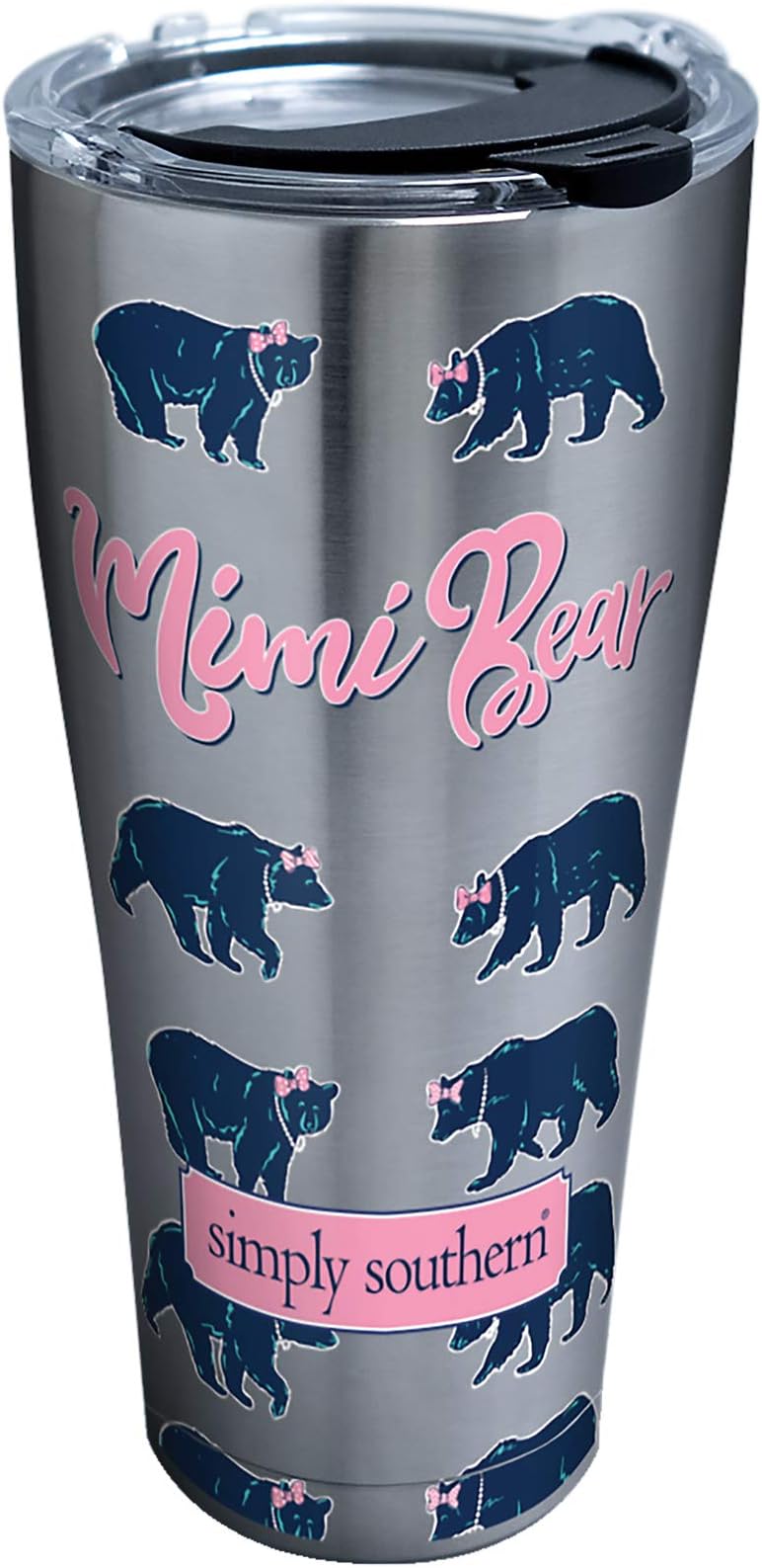 Tervis Simply Southern Mimi Bear 30 oz Stainless Steel Tumbler with lid, 30oz, Silver