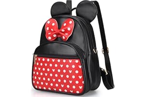 Dksyee Cute Red Backpack for Girl Bowknot Polka Dot Mini Mouse Leather Backpacks for Toddler Little Girl Backpack Kids Small Travel Backpacks Convertible Shoulder Bag Purse for Children Daypack
