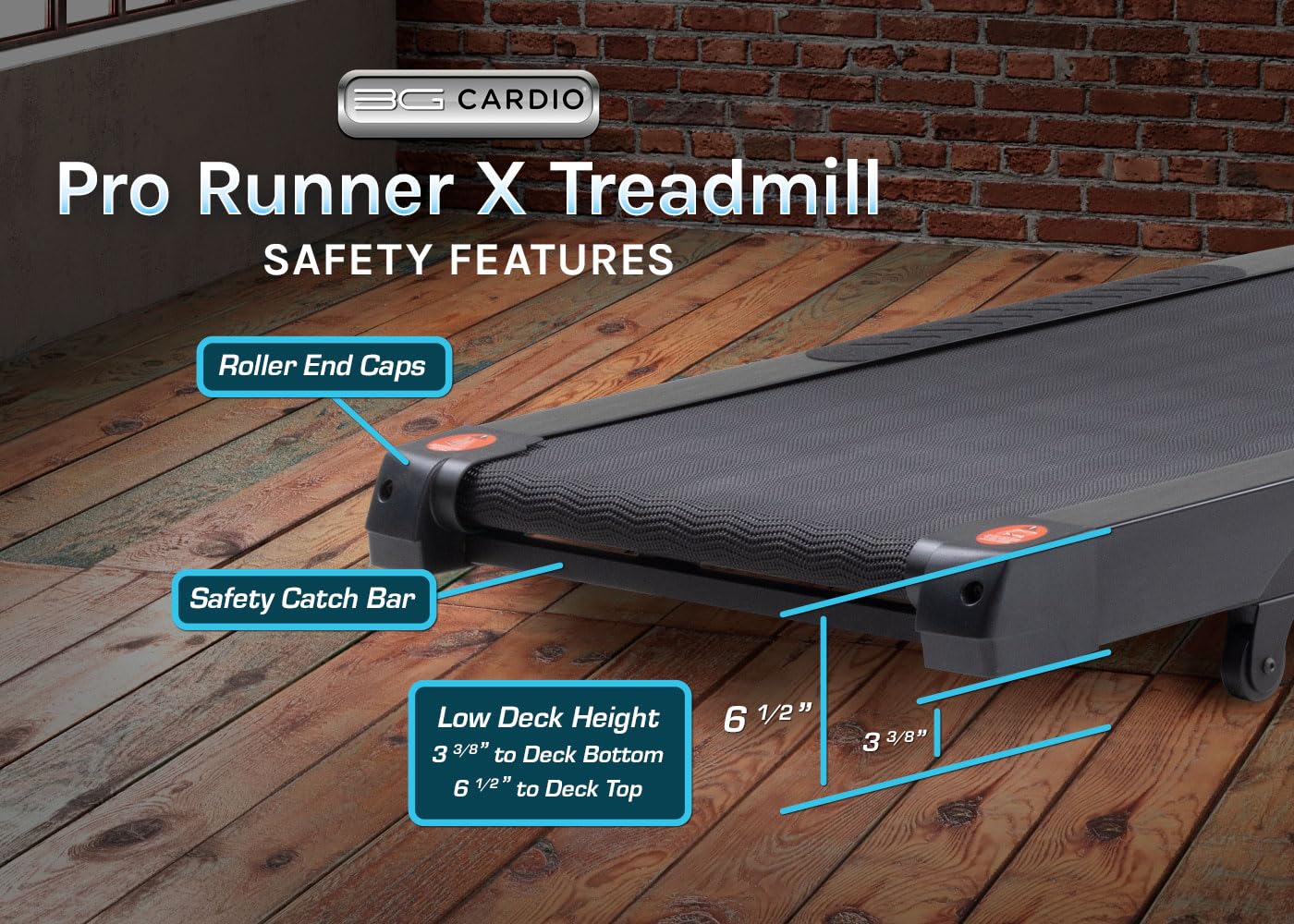 3G Cardio Pro Runner X Treadmill - Heavy Duty Home Construction - FreeSync FTMS Bluetooth Connectivity - Low 6.5