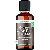 Viva Doria Clove Bud Essential Oil, USDA Certified Organic Clove Oil, 100% Pure, Natural Essential Oil, Undiluted, for Aromat