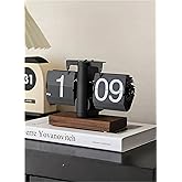 Retro Style Flip Desk Shelf Clock, Auto Flip Desk Table Clock, Classic Mechanical Digital Display Battery Powered, 12 Hours M