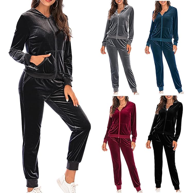 Co Ord Sets For Women Velour Tracksuit Set Velvet Sweatsuit - View #6