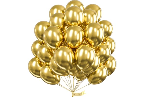 PartyWoo Gold Balloons 50pcs 12 Inch Gold Latex Helium Balloons for Birthday Wedding Anniversary Baby Shower Graduation Bache