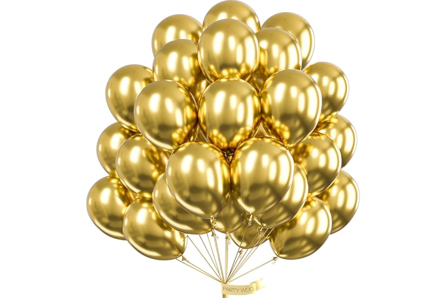 PartyWoo Gold Balloons 50pcs 12 Inch Gold Latex Helium Balloons for Birthday Wedding Anniversary Baby Shower Graduation Bachelorette Retirement Engagement Tea Casino Disco Party Decorations Gold-G101
