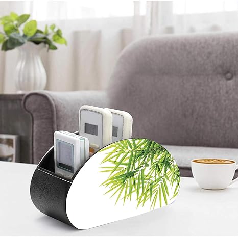 Amazon 竹の家の装飾 印刷パターン リモコンラック 幸福の健康のための竹の葉イラストアイコン新鮮な純度静かなアートプリント 卓上小物 多機能収納ボッ リモコンラック オンライン通販