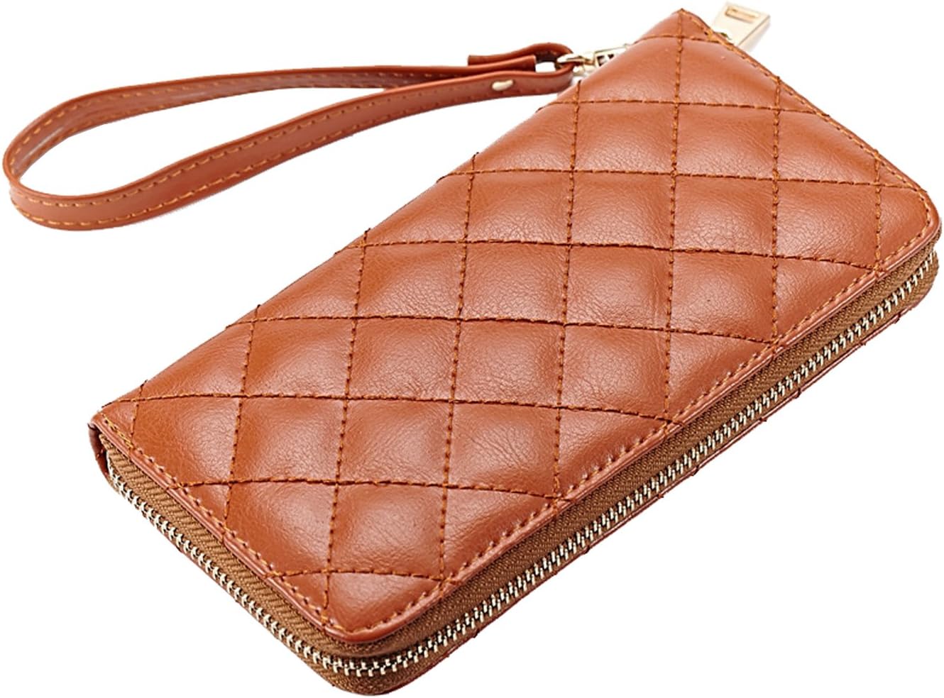 Hereby Kuer Leather Women’s Wristlet Wallet Zipper Closed Clutch Handbag