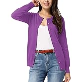 GRACE KARIN Purple Cardigan Sweaters for Women Lightweight Button Down Sweater Tops Dressy Casual Spring Clothes M