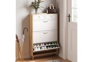 pnochoo Shoe Cabinet with 3 Flip Drawers & 2 Drawers,Freestanding Shoe Cabinet Storage with Metal Legs for Enterway，Shoe Organizer Rack with Adjustable Shelves for Front Door,Foyer,Hallway