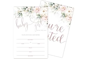 GEURO Baby Shower Invitations for Girls, Sweet Girl is On The Way Baby Shower Invitations, Floral Party Invitation Decorations Supplies, Floral Fill In Invites Cards wih Envelopes, Set of 25