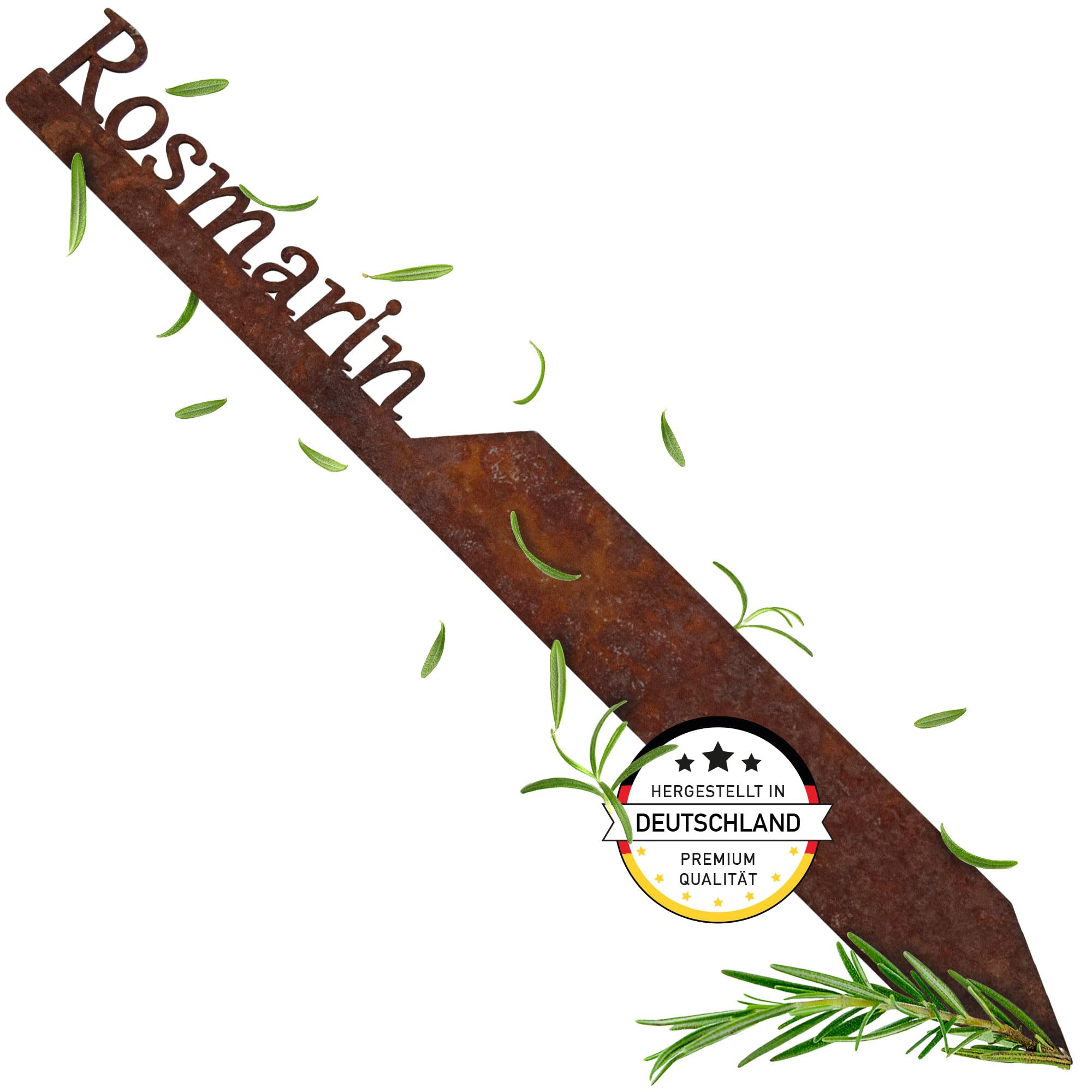 EXTRAVAGANT® Garden Stake Herb Signs Plant Signs Metal Steel Rust Patina Weatherproof for Garden Bed Garden Signs Garden Decoration Rust Stake Rosemary