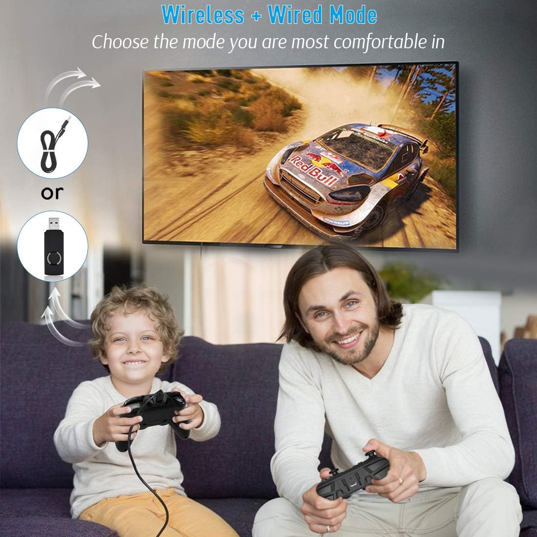 Wireless Gaming Controller, Dual-Vibration Joystick Gamepad Computer Game Controller for PC Windows 7/8/10, PS3,/Switch/TV Box/Laptop/Android Mobile Phones - Black: Computers & Accessories
