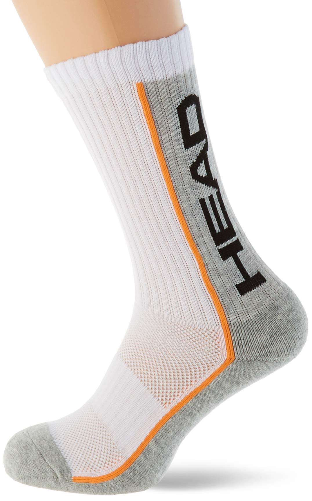 HEAD - Unisex Socks - Crew (3-Pack) - White/Grey - 6-8.