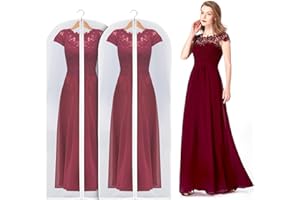 Garment Bag 2 Pieces (150 x 60cm, All White) Evening Dress Garment Cover Suit Cover - Long Term Storage Of Jacket Coat Clothe