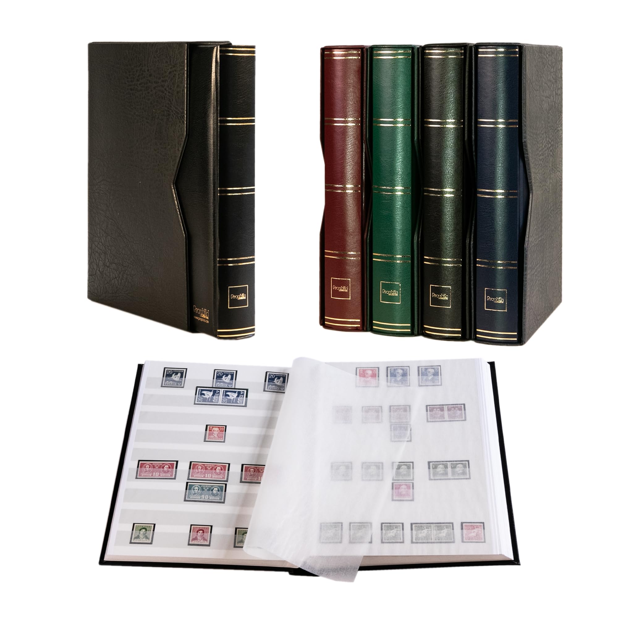 Prophila stockbook 60 white sides padded with slipcase black