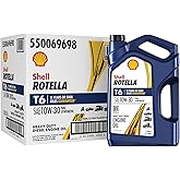 Shell Rotella T6 Full Synthetic 10W-30 Diesel Engine Oil, 1 Gallon (3 Pack)
