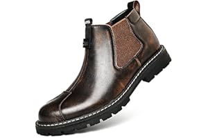 DZUJY Men's Chelsea Boots For Men Oxfords Dress Leather Shoes Mens Formal Casual Man Work Fashion Black Brown Size Loafers Slip On Male Hiking Cowhide Shoe High Top