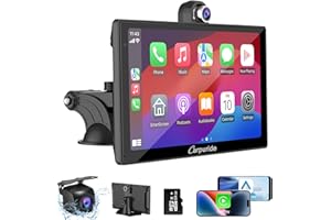 2024 CARPURIDE W905 Portable Carplay & Android Auto, 9'' Touch Carplay Screen for Car, 4K Dash Cam,1080p Backup Camera, Car Play Navigation with Mirror Link/Siri/FM/Bluetooth/Light Sensor