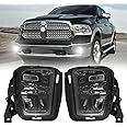 4X4FLSTC LED Fog Lights Compatible with 4th Gen Dodge Ram 1500 2013 2014 2015 2016 2017 2018, 2019 2020 Classic Replacement Fog lamps Assembly DOT Bumper Driving lights Black