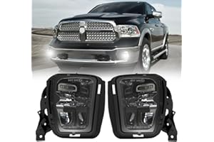 4X4FLSTC LED Fog Lights Assembly Compatible with 4th Gen 2013-2018 Dodge Ram 1500, 2019-2020 Classic OEM Replacement LED Fog Lamps Kit DOT Certified Bumper Driving lights Black - 1 Pair