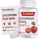 Novafun Lycopene 50mg Supplements for Men, Natural Tomato Antioxidant Supplement, 90 Veggie Capsules-Cardiovascular Health, Immune Support & Skin Health, 3 Month Supply