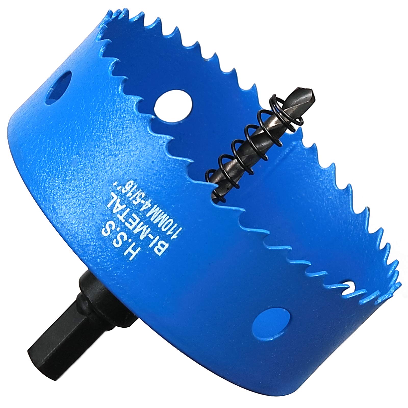 110mm Hole Saw Blue, 30mm Bi-Metal Cutting Depth HSS M42 Vent Hole Cutter for Boards Soft Metal Sheet Drywall Plastic Wood