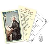 Trendzeen St Ignatius Loyola Prayer Card - Laminated St Ignatius Prayer Card, Oval St Ignatius Loyola Medal, The Lord’s Prayer - Made in Italy Catholic Cards and Pendant Set - 3 Items