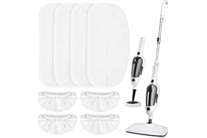 LOVECO 4 Pack Steam Mop Pads + 4 Microfiber Small Cloths Compatible with KGHKGH & Sprobil & Rvwsx Steam Mop Steam Cleaner, etc. Washable Steam Mop Replacement Pads for Scratchfree Floor Cleaning