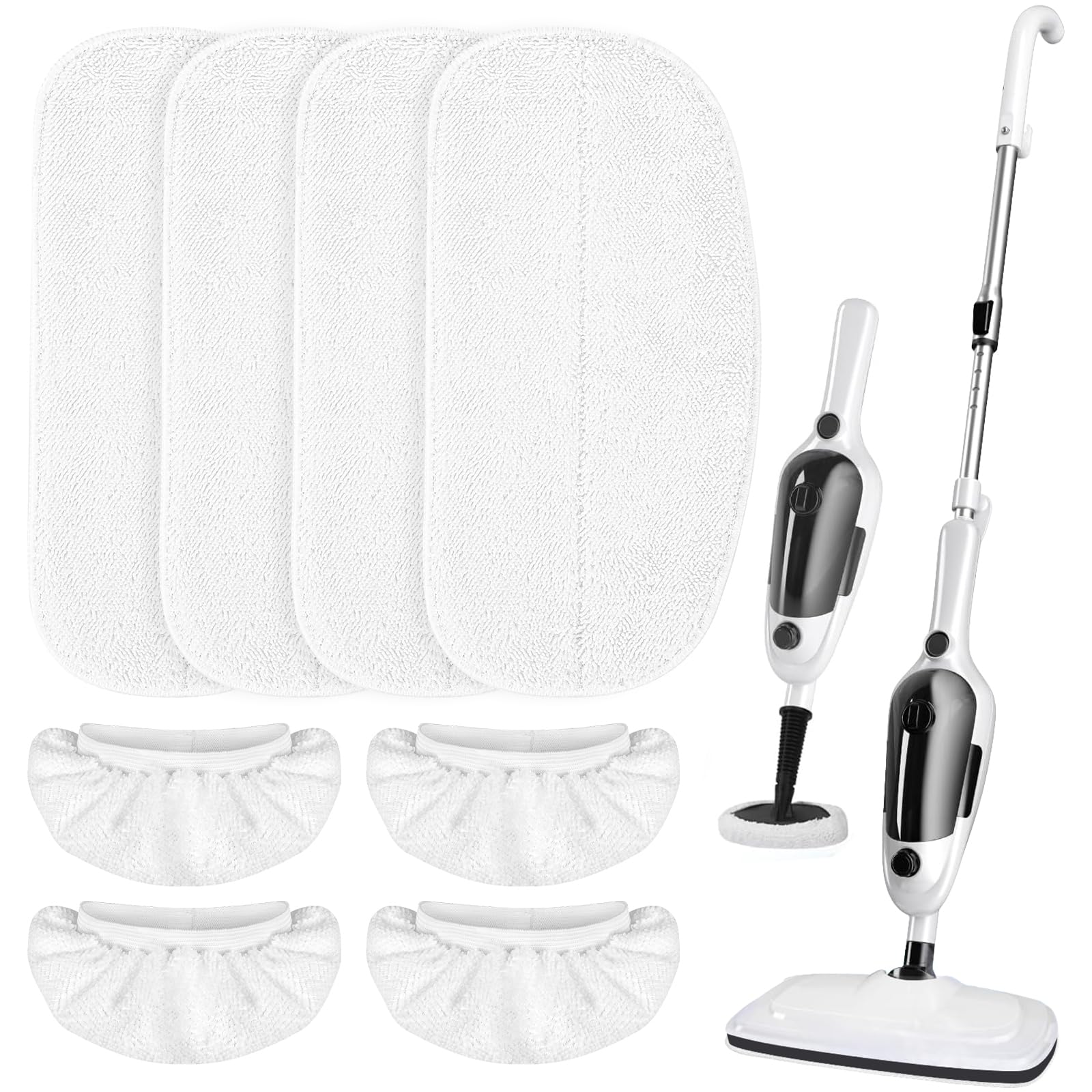 Photo 1 of LOVECO 4 Pack Steam Mop Pads + 4 Microfiber Small Cloths Compatible with KGHKGH & Sprobil & Rvwsx Steam Mop Steam Cleaner, Washable Steam Mop Replacement Pads for Scratchfree Floor Cleaning