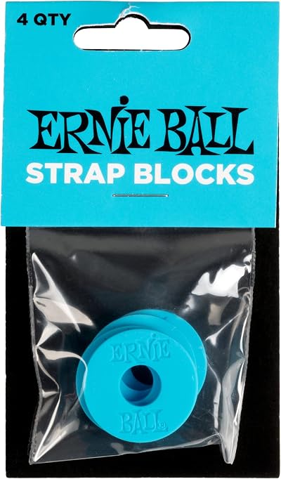Ernie Ball Strap Blocks 4pk Blue Silicone Rubber Fits Most Strap Buttons