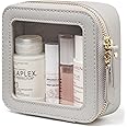 Popvibe Clear Makeup Bag Travel Cosmetic Case Transparent Toiletry Bag with Zipper, Portable Make Up Organizer Traveling Compact Car Bag for Essentials