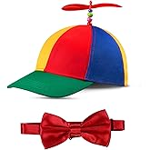 Sintege Propeller Hat Nerd Silly Twirly Cap Helicopter Cap with Spinner and Adjustable Bowtie for Costumes