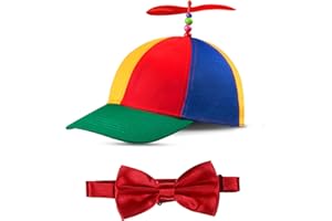 Sintege Propeller Hat Nerd Silly Twirly Cap Helicopter Cap with Spinner and Adjustable Bowtie for Costumes