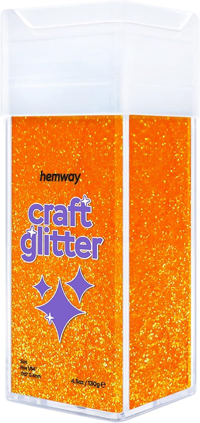 Hemway Fluorescent Orange Glitter Shaker 130g Fine Craft Glitter