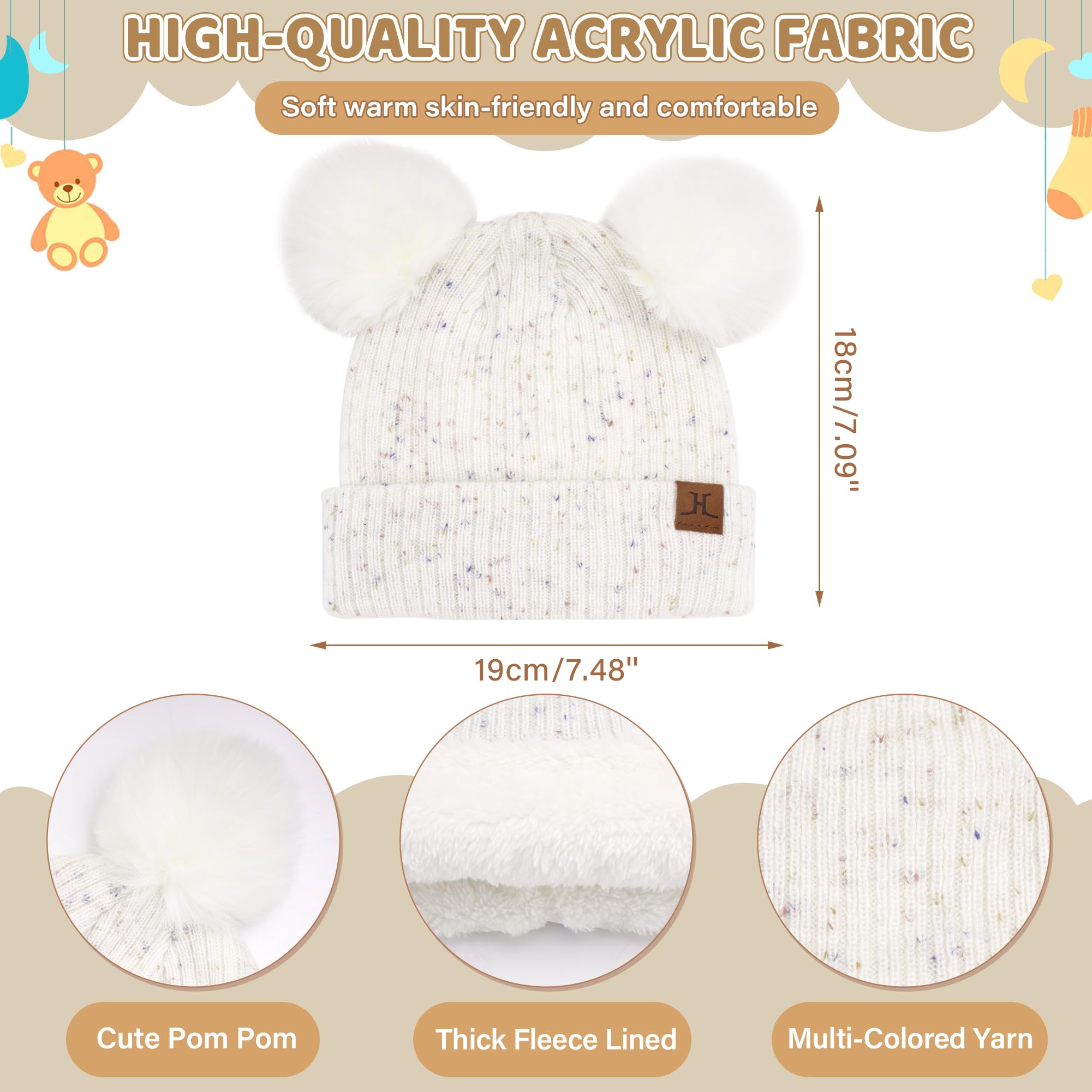 FZ FANTASTIC ZONE Toddler Kids Winter Hats Gloves Scarfs Beanie Mittens Neck Warmer for 0 6 12 Months 1 2 3 4-8 Year Old Baby Girls Boys Gifts