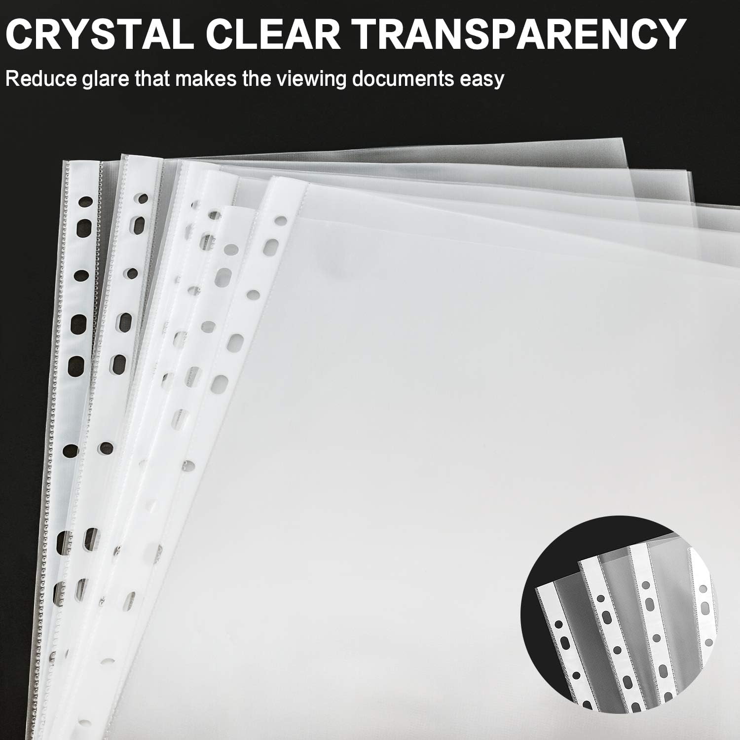 Sheet Protectors, PANDRI 500 Pack Clear Heavy Duty Plastic Page Protectors Sheet Reinforced 11-Hole Fit for 3 Ring Binder Fits Standard 8.5 x 11 Paper, 9.25 x 11.25 Top Loaded, Acid Free : Office Products